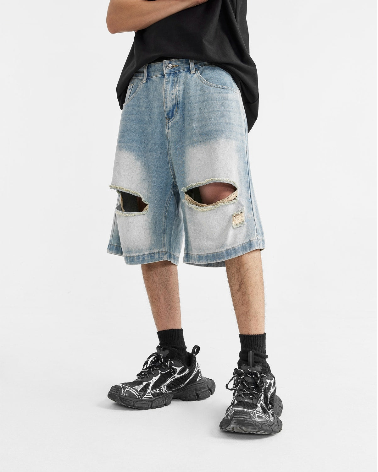 Denim Skater Knee-Cut Shorts